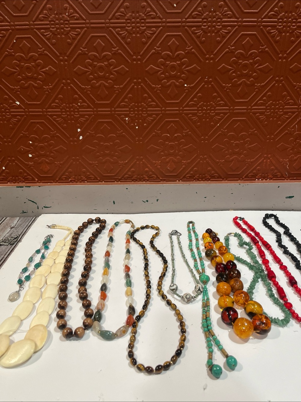Necklace Lot Natural Stone Beads Mix Stone Multicolors Size Vintage & Modern